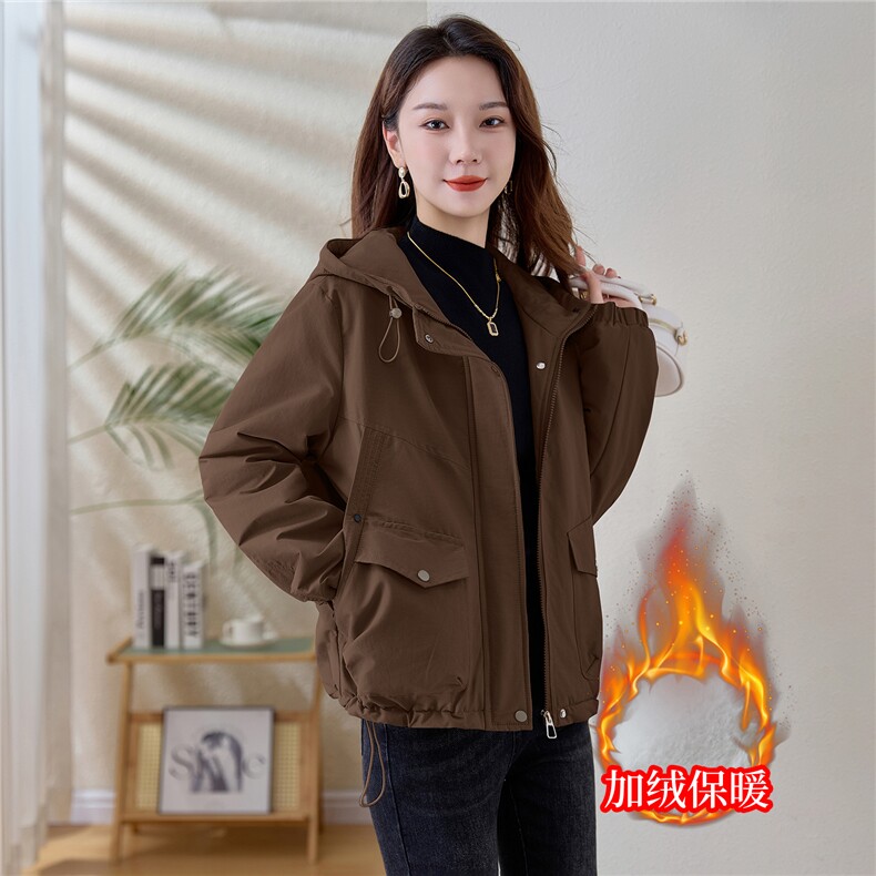 现货！现货！加绒加厚派克服2025冬季女装新款宽松休闲连帽棉服,女装棉衣/棉服,以桐