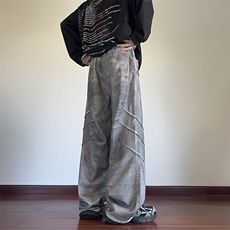 2025秋季新款美式高街做旧脏脏宽松牛仔裤B315-K137-特p45控88，男装牛仔裤，电商B315