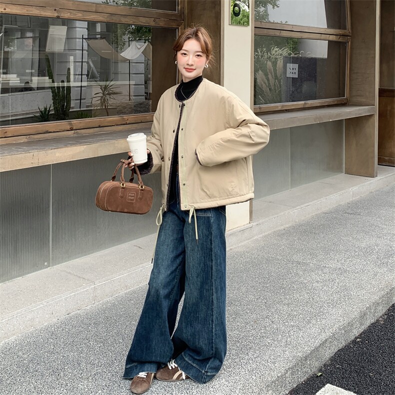 现货：冬装新款时尚百搭内里羊羔毛派克服外套2C135-8931P195K298,女装派克服,2C135