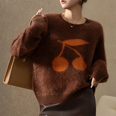 2025年秋季新款百搭女士樱桃提花羊绒衫，女装羊绒衫，澳纯羊绒