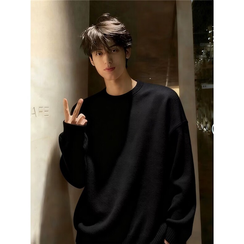 【005】圆领毛衣男款加绒厚打底针织衫重磅毛线衣A079-MY525-P49,男装T恤,电商A079