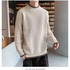 YC3456-P53帛跃波浪纹高领毛衣冬季保暖百搭麻花帅气ins打底，男装T恤，电商B323A
