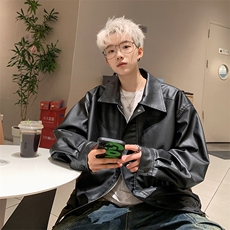 XZ213-JK8932-P108控128港风美式日系复古痞帅大翻领皮衣夹克潮，男装夹克，星座213