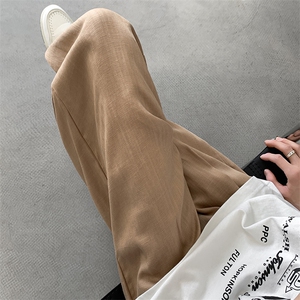 8XL-M 特大码亚麻阔腿裤男夏棉麻西装裤垂感冰丝裤K981P68图片