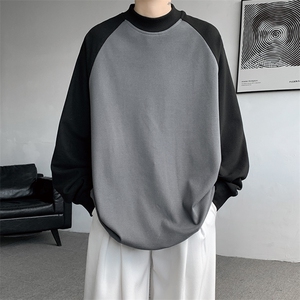 8XL-M280g重磅插肩半高领长袖t恤男打底德绒卫衣DR001特P27加绒37图片