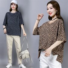 花色T恤时尚简约短袖圆领显瘦2021年春季，女装T恤，小林双子