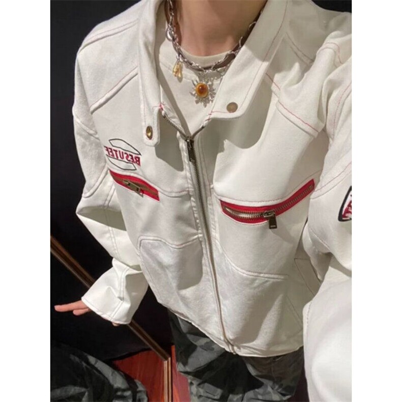DW6710-P70美式工装机车服夹克男女春秋季潮牌pu皮外套-网图现货图片