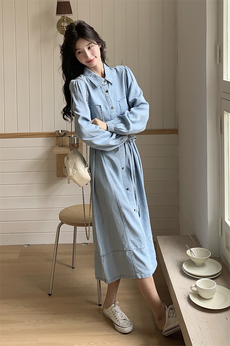 现货-2025年春季新款牛仔连衣裙203P140K218,女装连衣裙,浪娴服饰