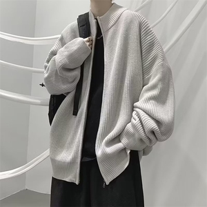 开衫毛衣男秋冬美式复古宽松慵懒风线衣潮流外套保暖学生潮流图片