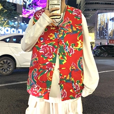MJ203秋装新款东北大花盘扣马甲大码男女装学生青少年棉衣坎肩潮，男装背心/马甲，星座115A(原星座507）