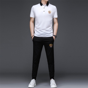 2023新款中年男士夏季短袖长裤夏款运动套装中老年休闲运动服夏装图片