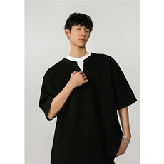 1可二开300G美式假两件亨利领大码M-5XL短袖T恤男78014P45控68，男装T恤，星座226-2