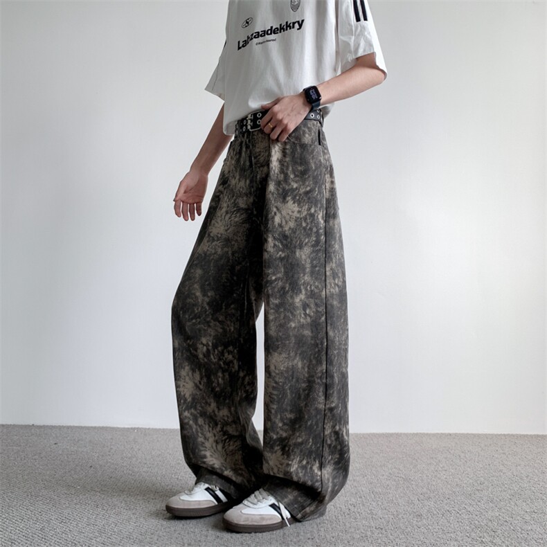 迷彩裤男美式高街小众直筒弯刀裤K01152-P45，男装休闲裤，星座308B-2