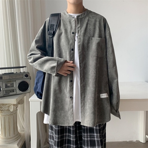 胖胖哥港风痞帅灯芯绒衬衫男秋季新款宽松大码休闲衬衣外套上衣图片