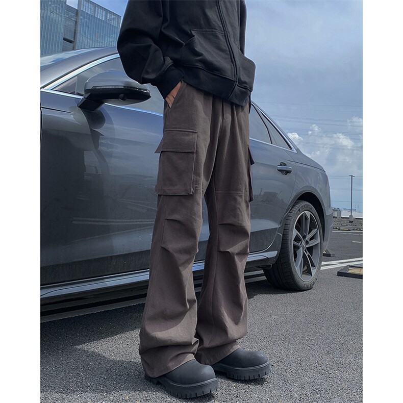 秋季新款美式水洗拼接微喇打褶工装裤 XZ604-KG97-特P50控88图片