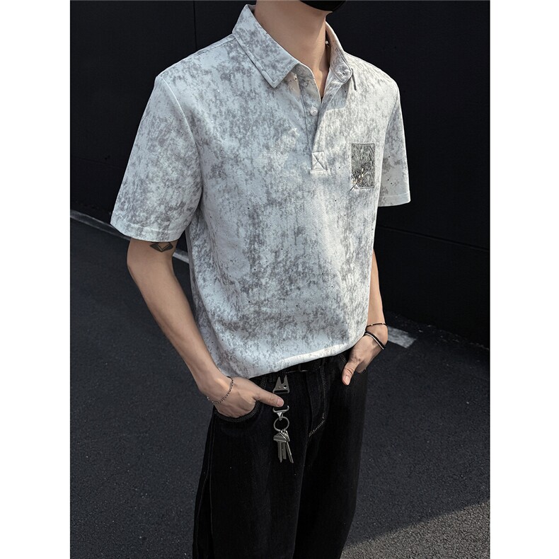 25夏新高品质男风满天星刺绣polo短T黑墙705-1-T005-P48无差价,男装Polo衫,星座705-1