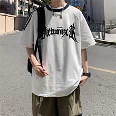 夏季美式高街重磅纯棉三条杠织带撞色男女短袖T恤ZD634-特P30，男装T恤，电商A486-1
