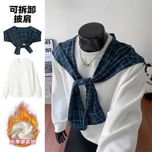 重磅420g华棉可拆卸披肩假两件银狐绒卫衣W5423J加绒-特P55控108图片