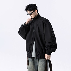 港风日系复古设计感拼接高领开衫夹克外套XZ213-JK4000-P60控88，男装夹克，星座213