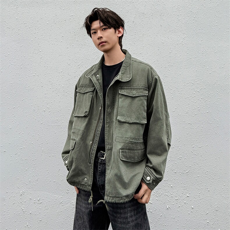 美式高街多口袋水洗翻领短款夹克工装外套A436-W993-P130188,男装夹克,电商A436