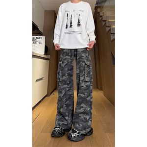 现货 高街辣妹宽松阔腿直筒口袋工装迷彩裤男女 K5815-P65 控89图片