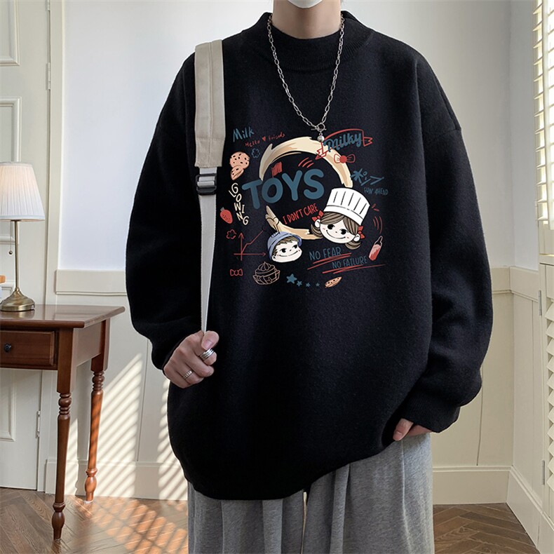 半高领毛衣男大码胖子针织衫毛线衣M18385-P45加绒款-P65，男装针织衫/毛衣，电商A040