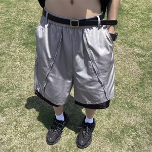 美式机能短裤男夏季设计感假两件拉链宽松休闲五分裤子D2286-p40图片