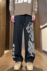 2024春季新款内景大码龙年风印花卫裤M-5XHK24139-P60，男装休闲裤，电商A022