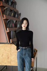 2025年秋季螺纹半高领女士打底衫，女装针织衫/毛衣，挚尚羊绒