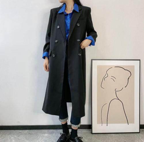 西装料长款风衣外套，女装西装，伊媚儿