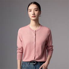 2025秋冬百搭时尚简约平面圆领开衫羊毛针织衫，女装羊毛衫，蚂蚁派对工厂直营店