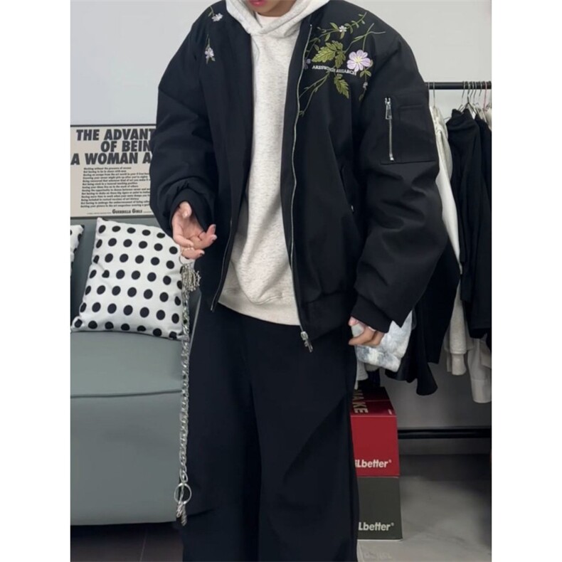 1506-1/JFF8541/P41美式复古街头花卉图案夹克潮牌棒球男女,男装夹克,星座1506-1