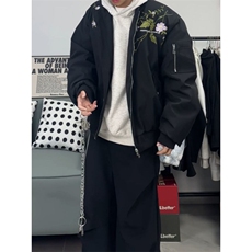 1506-1/JFF8541/P41美式复古街头花卉图案夹克潮牌棒球男女，男装夹克，星座1506-1