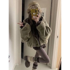 两面穿现货重磅短款座山雕棉衣男女双面穿毛毛绒棉服加厚外套图片
