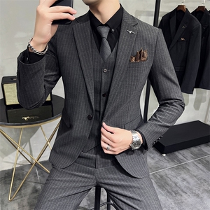 主推男士英伦风西装单排扣三件套尖领商务西服KTZ1819-P310图片