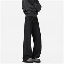 原牛黑痞帅复古阔腿牛仔裤男士宽松百搭直筒春秋休闲NZ2601/TP45，男装牛仔裤，电商B318