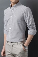 H5616钱塘2020-1秋冬男士粗格子牛津纺衬衣P42，男装衬衫，钱塘207-1