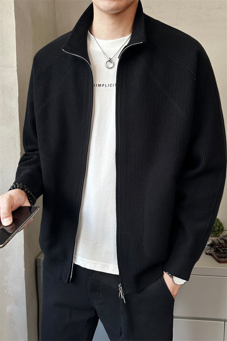 高级松弛感立领针织男士拉链开衫毛衣初秋新款上衣外套K7719-P130,男装针织衫/毛衣,电商A237