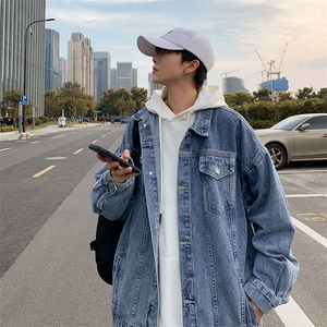2024春季港风中性男女夹克牛仔衣 H001 P75控98图片
