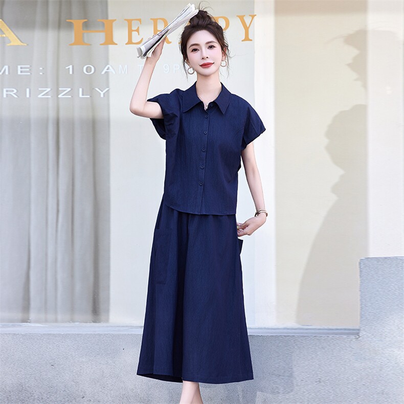 短袖连衣裙套装女夏季2025新款休闲宽松衬衫半身裙两件套（现货）,女装套装/套裙,丽影随形