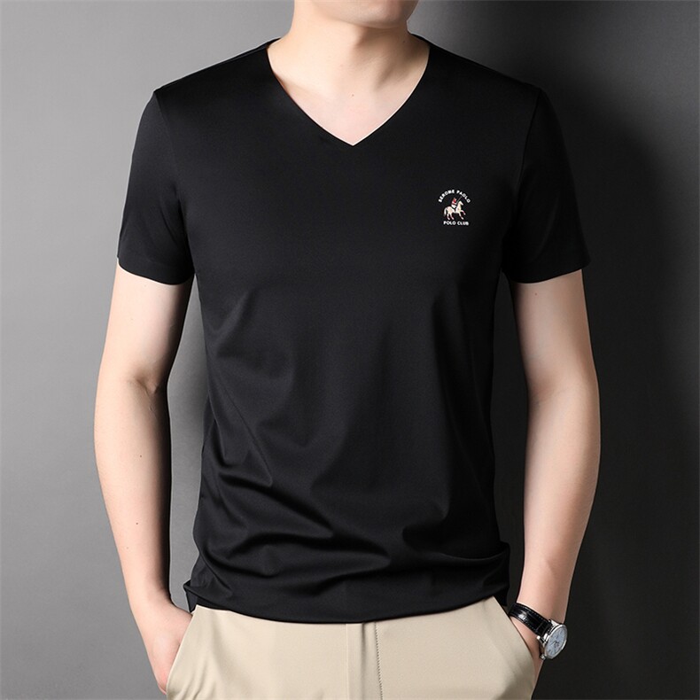 D22821钱塘2020-2夏季男士V领休闲商务精品短袖T恤P50图片