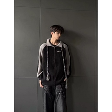 美式复古撞色条纹开衫毛衣外套男女宽松慵懒风情侣针织衫，男装针织衫/毛衣，星座506A