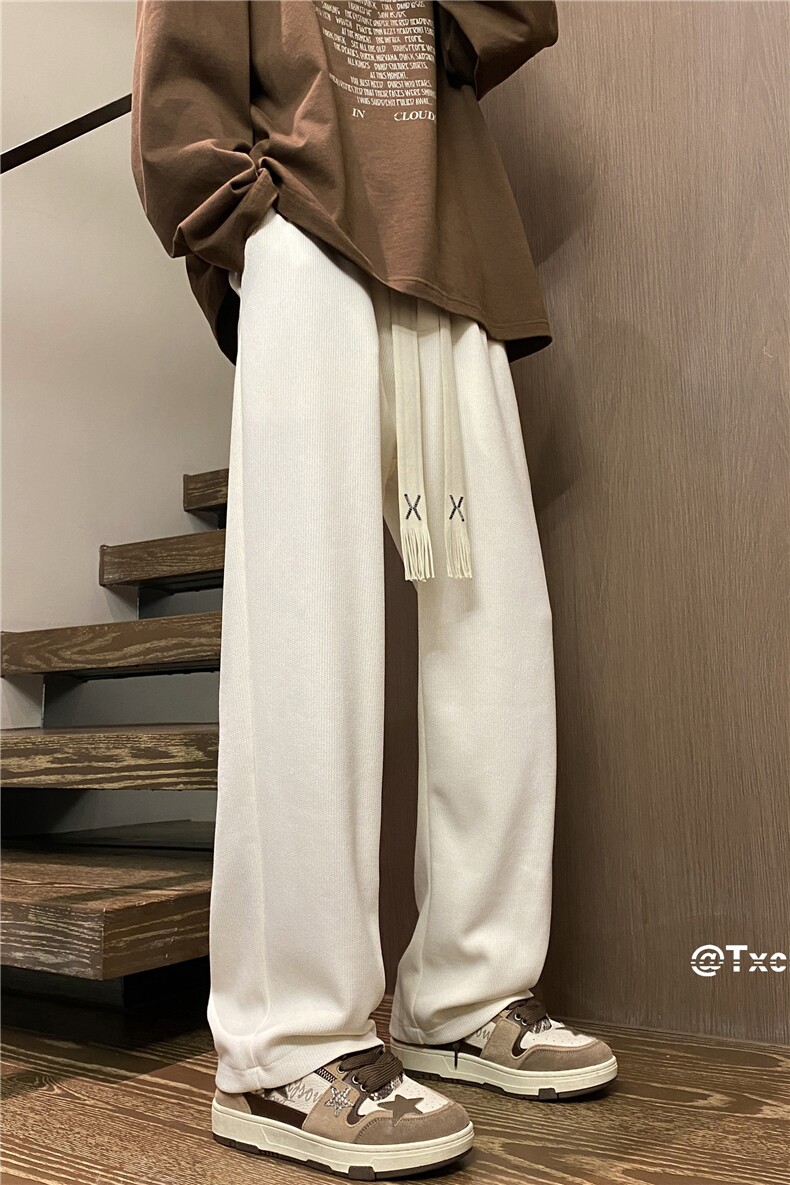 港风秋季新款INS百搭针织休闲裤宽松阔腿裤B315-K23462-p55控68,男装休闲裤,电商B315