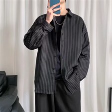 长袖衬衫男港风日系韩版潮流帅气衬衣条纹S07P34，男装衬衫，星座1116-2