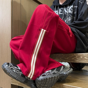抖音品质秋冬新款潮流条纹拼接宽松休闲裤23XK66659特批40图片