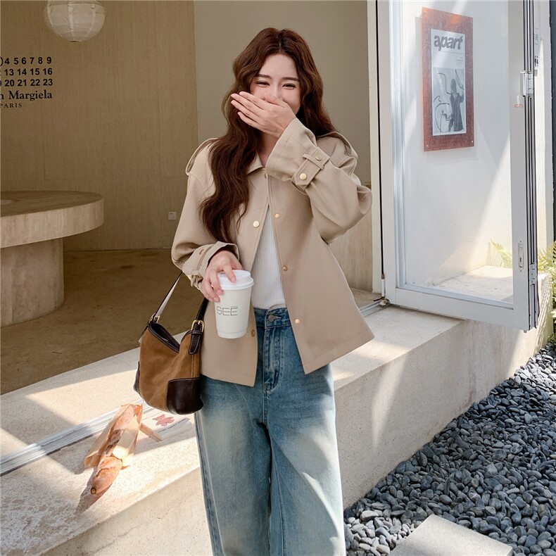 卡其色短款风衣2C081-8305P155K228,女装风衣,2C081