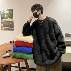 8XL-M特大码美式街头设计感毛巾绣格子毛衣男女情侣MY1204P50控68，男装针织衫/毛衣，电商D206-1