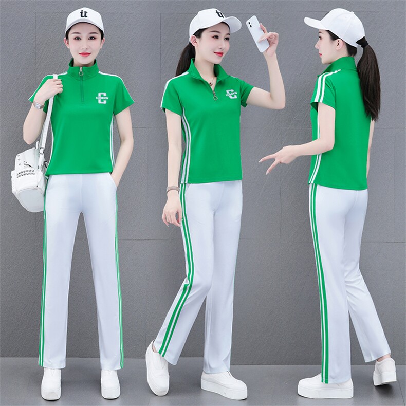 燕颉冰丝运动休闲套装女2024新款广场舞服装洋气夏季跳舞两件套,女装运动套装,燕颉服饰