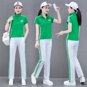 燕颉冰丝运动休闲套装女2024新款广场舞服装洋气夏季跳舞两件套图片