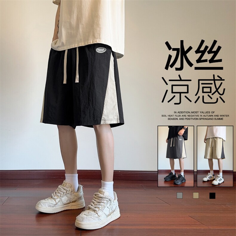 ！2026夏季男士拼接撞色短裤速干冰丝五分裤中裤DK298特P25图片